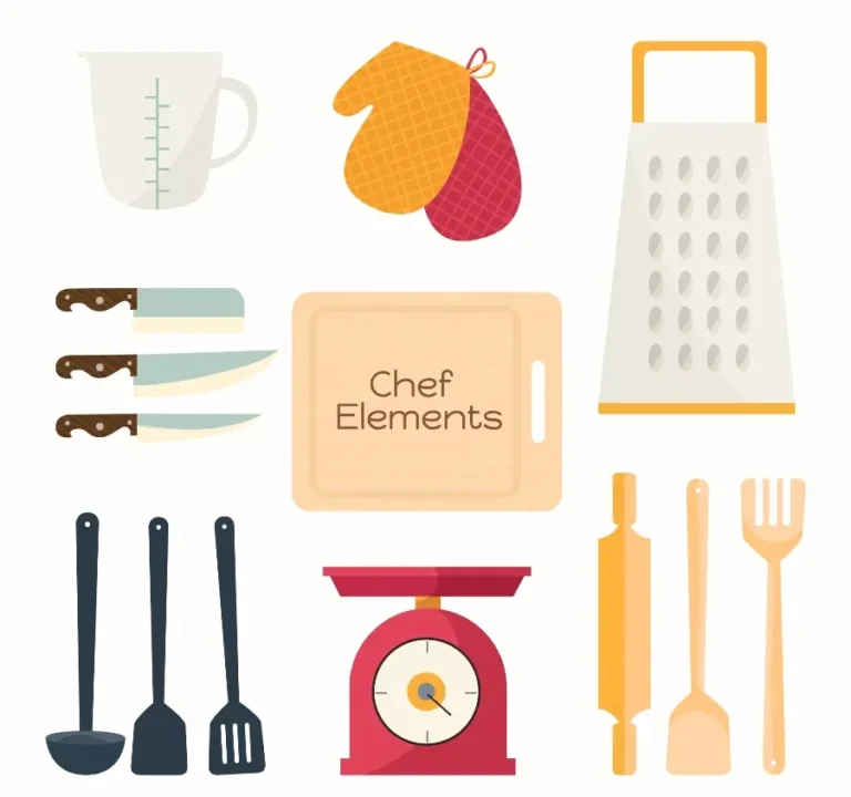 Chef elements and measurement tools as cover image for ounces in a quart
