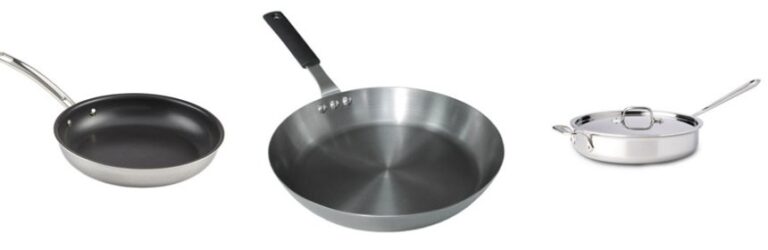 image of a fry pan, a skillet and saute pan