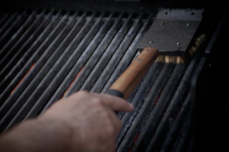 cleaning the grill