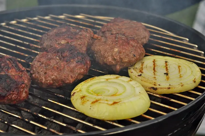 Grilled Onions and other Vegetables on a grill